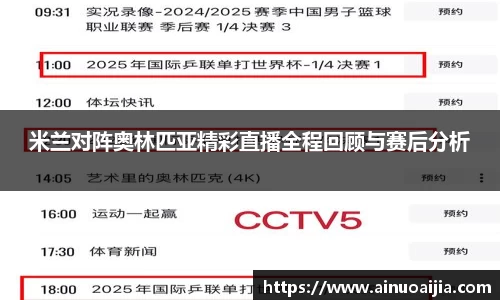 米兰对阵奥林匹亚精彩直播全程回顾与赛后分析